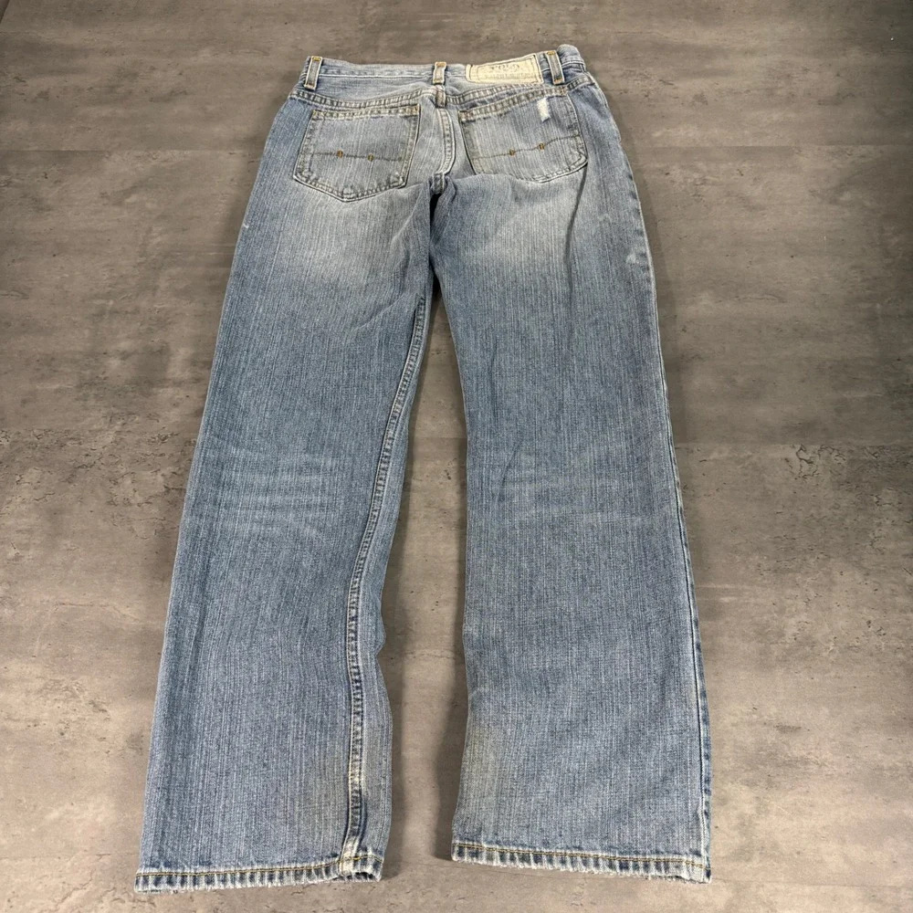 Polo Ralph Lauren Jeans Womens 16 Light Blue‎ Straight Leg Distressed Denim Y2K